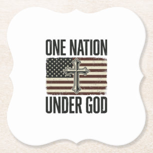 Een natie onder God patriottisch kruis Kartonnen Onderzetters