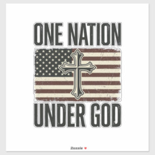 Eén natie onder God patriottisch kruis Sticker