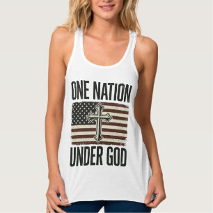 Een natie onder God patriottisch kruis Tanktop