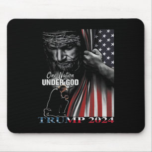 Eén natie onder God Trump 2024 God Amerikaanse vla Muismat