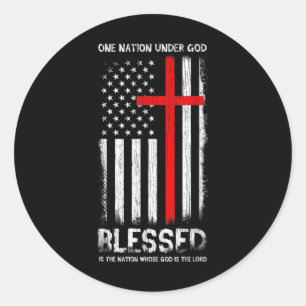Eén natie onder God USA Patriot Veteran Ronde Sticker