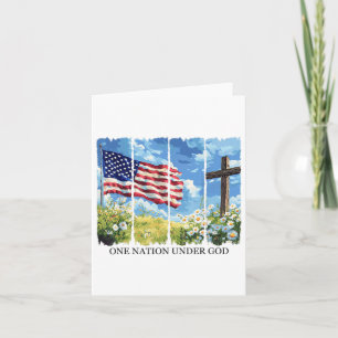 Eén natie onder God USA vlag bloemen rood wit blau Kaart