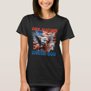 Eén natie onder God Vlag 4 juli Patriottische C T-shirt