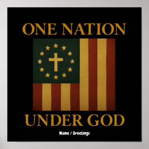 Eén natie onder God Vlag Patriottisch Christelijk Poster