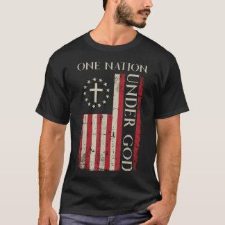 Eén natie onder God VS-vlag 4 juli T-shirt