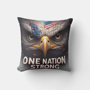 Eén natie sterk VS-vlag patriottisch cadeau Kussen