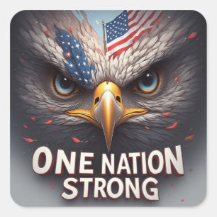 Eén natie sterk VS-vlag patriottisch cadeau Vierkante Sticker