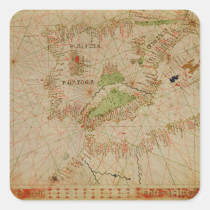 Een nautische atlas vierkante sticker
