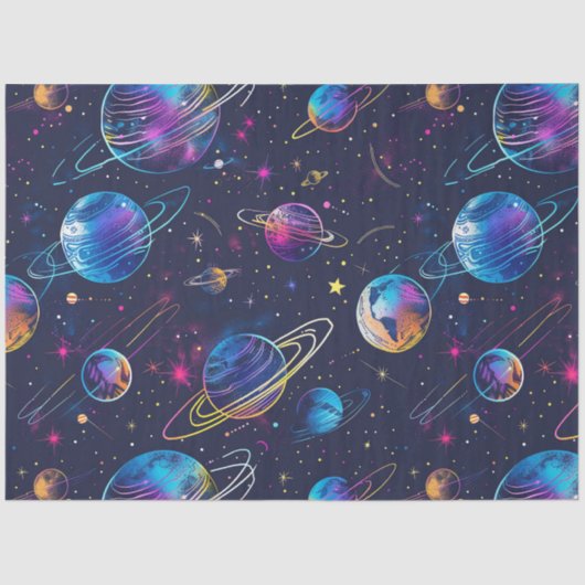 Een neon kosmos serie ontwerp 9 tissuepapier (Voorkant)