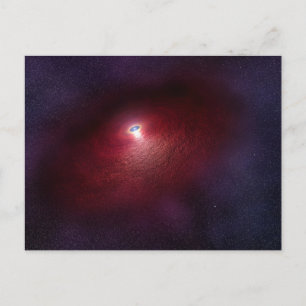 Een neutronenster met een schijf van warm stof. briefkaart