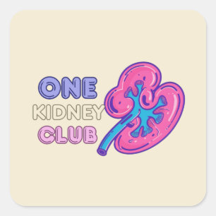 EÉN NIERCLUB, NIERTRANSPLANTATIE VIERKANTE STICKER
