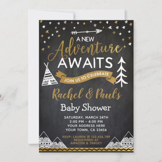 Een nieuw avontuur wacht op Baby shower Kaart (Voorkant)