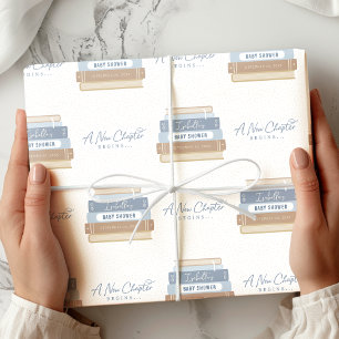 Een nieuw hoofdstuk begint aangepaste verhaal baby cadeaupapier
