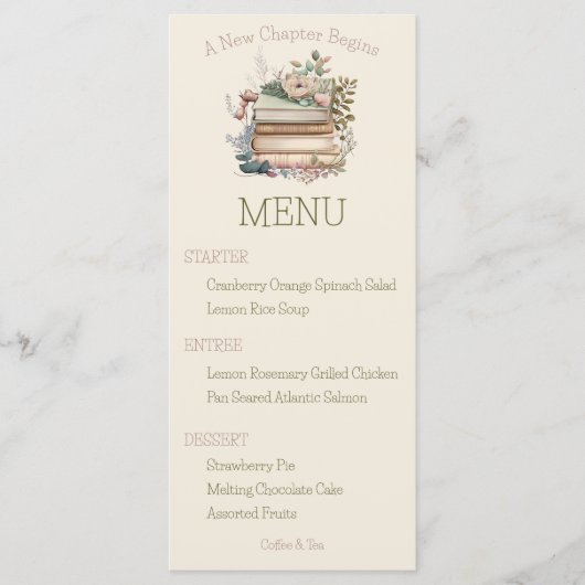 Een nieuw hoofdstuk begint Boek Vrijgezellenfeest  Menu (Voorkant)