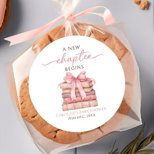 Een nieuw hoofdstuk begint Boeken Baby Shower Stic Ronde Sticker