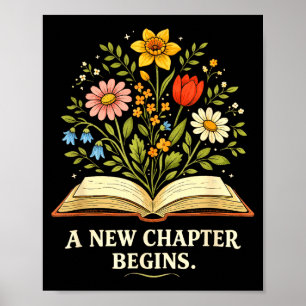 Een nieuw hoofdstuk begint boekenliefhebber inspir poster