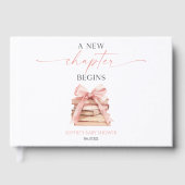 Een nieuw hoofdstuk begint Pink Bow Books Baby sho Gastenboek (Voorkant)