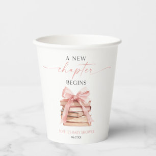 Een nieuw hoofdstuk begint Pink Bow Books Baby sho Papieren Bekers