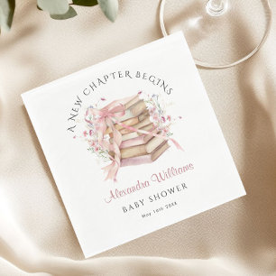 Een nieuw hoofdstuk begint Roze Boek Baby Shower S Servet