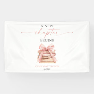 Een nieuw hoofdstuk begint Roze Strik Boeken Baby Spandoek
