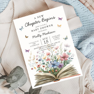 Een nieuw hoofdstuk begint Wilde bloem baby shower Kaart