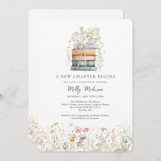 Een nieuw hoofdstuk begint Wildflower babyfeestje Kaart (Voorkant / Achterkant)