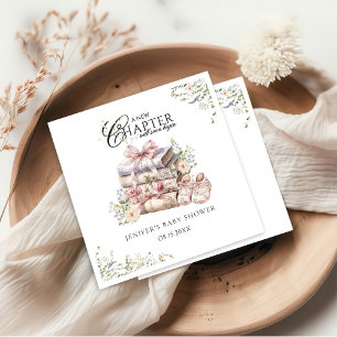Een nieuw hoofdstuk begint Wildflower Boek Baby Sh Servet