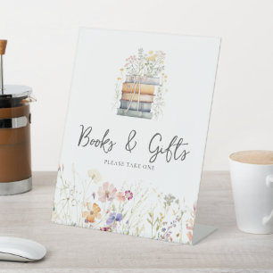 Een nieuw hoofdstuk begint Wildflower boeken en ge Reclamebord Met Voetstuk