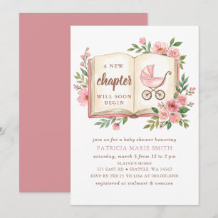 Een nieuw hoofdstuk verhaalboek Meisje Baby Shower Kaart