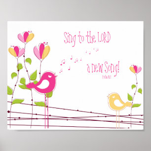 Een nieuw Song Psalm 96:1 Nursery Wall Art Poster