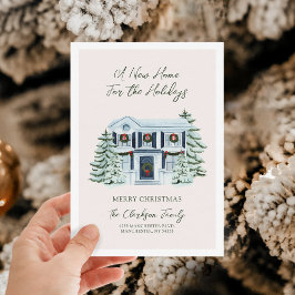 Een Nieuw Thuis Voor de Feestdagen Verhuis Kerstka Feestdagenkaart