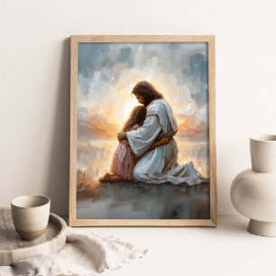 Een Nieuwe Dag, Christelijke Kunst, Jezus met Meis Poster