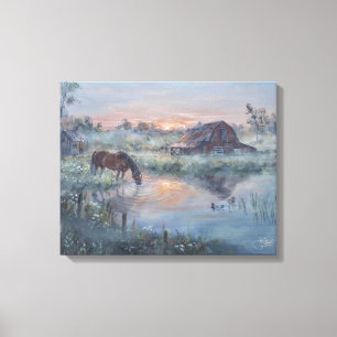 Een nieuwe dag - Paard schilderij Canvas Afdruk