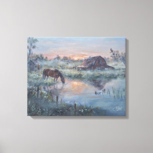 Een Nieuwe Dag - Paardenschilderij Canvas Afdruk