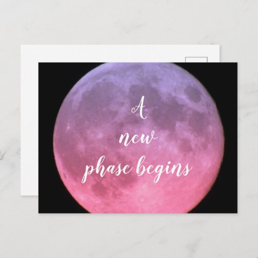 Een nieuwe fase begint roze maan briefkaart (Voorkant / Achterkant)