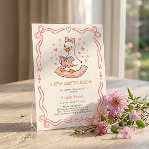 Een Nieuwe Hoofdstuk Begint Gans Roze Meisje Baby Kaart