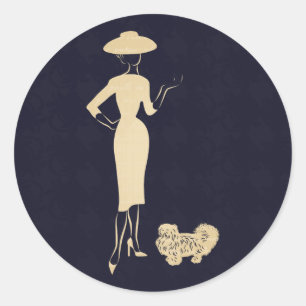 Een nieuwe kijk Mode van de jaren '50 Ronde Sticker