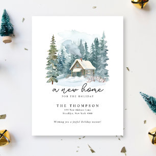 Een nieuwe thuis handschrift kalligrafie verhuizen feestdagenkaart