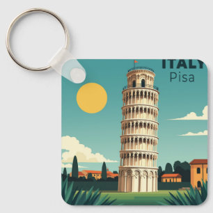 Een Nostalgische Klassieke Reisposter – Italië Pis Sleutelhanger