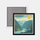 Een nostalgische klassieke reisposter – Noorwegen Magneet (Voorkant / Achterkant)