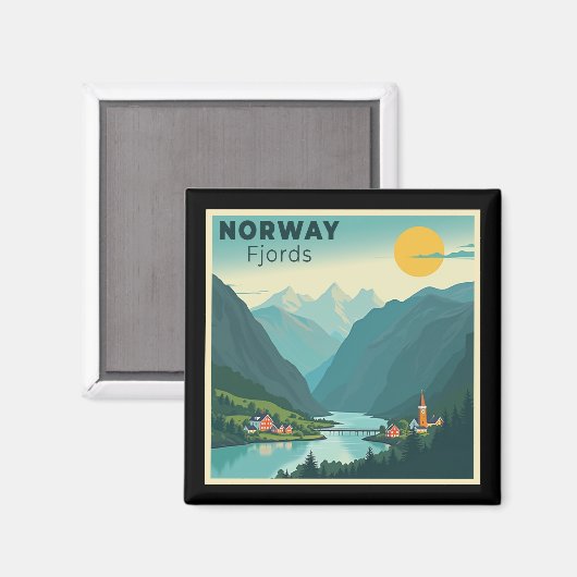 Een nostalgische klassieke reisposter – Noorwegen Magneet (Voorkant / Achterkant)