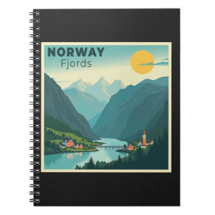 Een nostalgische klassieke reisposter – Noorwegen Notitieboek