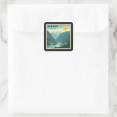 Een nostalgische klassieke reisposter – Noorwegen  Vierkante Sticker (Tas)