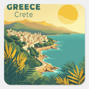 Een Nostalgische Klassieker Reisposter – Griekenla Vierkante Sticker