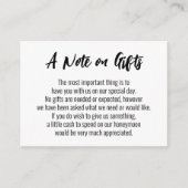 Een notitie over geschenken Casual handschrift bru Informatiekaartje (Voorkant)