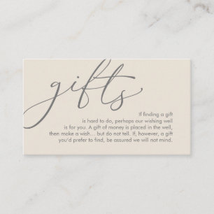 Een notitie over geschenken, huwelijksreis wens informatiekaartje