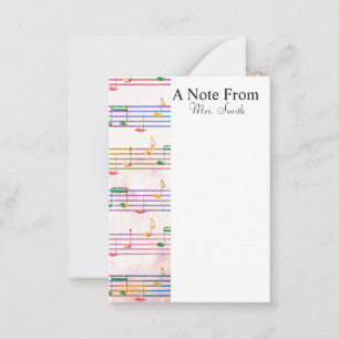 Een notitie van Colorful Music Note Musician Notitiekaartje