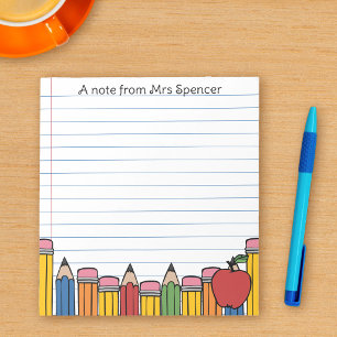 Een notitie van de leraar handgetekende school kun notitieblok