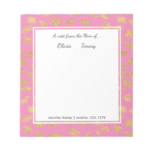 Een notitie van de moeder van... roze & goudgepers notitieblok