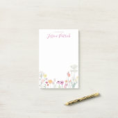 Een notitie van gepersonaliseerde Wildflower Stick Post-it® Notes (Op bureau)
